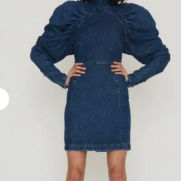 ROTATE Birger Christensen Kim Denim Mini Dress Sz XS - Picture 3 of 14